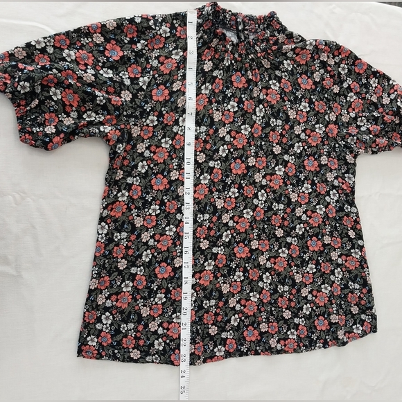 Knox Rose black floral short sleeve high neck Blouse Size Small - Picture 13 of 16